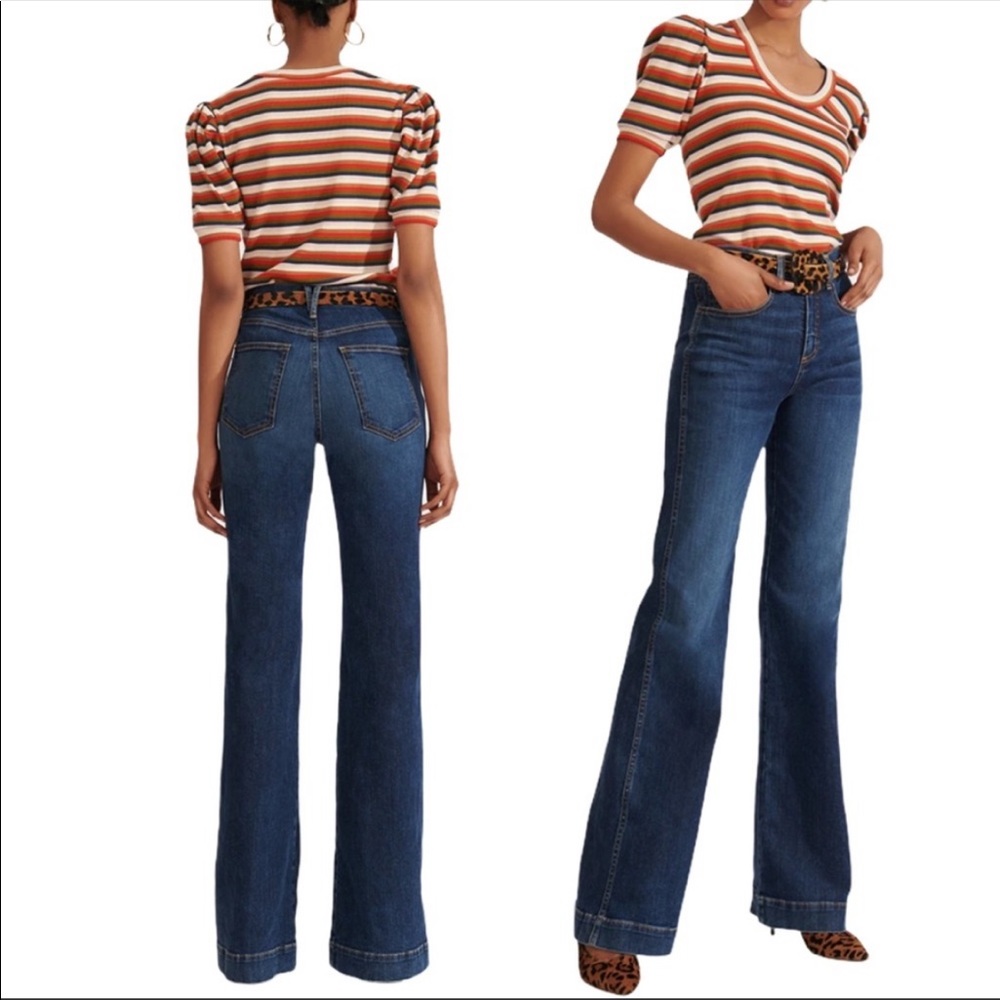 Veronica Beard Layton High-Rise Wide-Leg Denim Jeans 27
